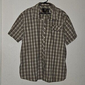 Realtree Brown Plaid Shirt Men's 2XL Button Front Short Sleeves